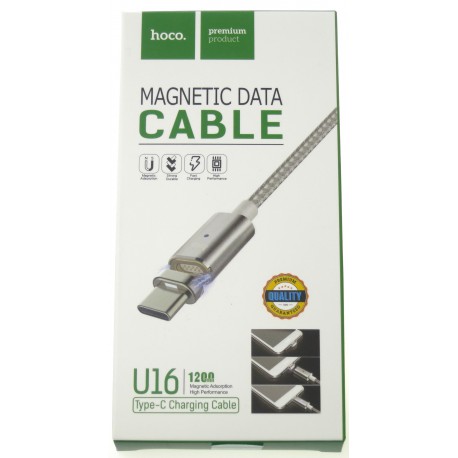 hoco. U16 magnetic adsorption type-c charging cable silver