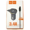 hoco. Z14 USB port with microUSB cable car charger black
