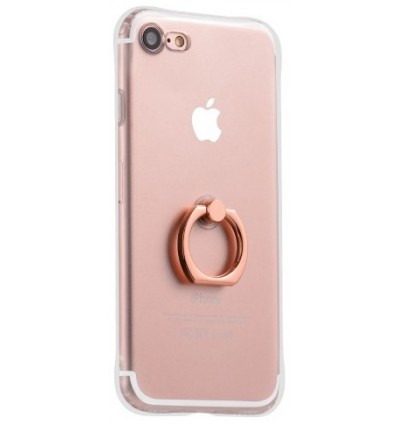 hoco. Apple iPhone 7, 8, SE 2020 Transparent cover with finger holder pink