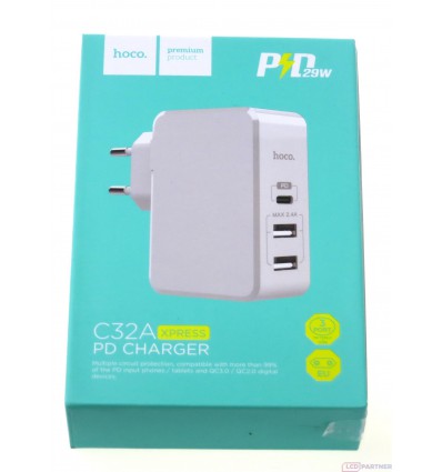hoco. C32A charger port 3x white