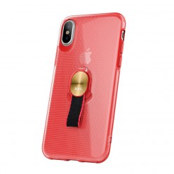 hoco. Apple iPhone 7 Plus, 8 Plus Puzdro transparentné s magnetickým držiakom červená