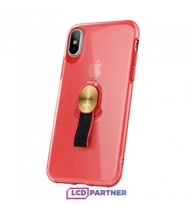 hoco. Apple iPhone 7 Plus, 8 Plus Transparent cover with magnetic finger holder red