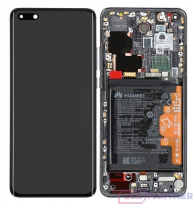 Huawei P40 Pro (ELS-N04, ELS-NX9) LCD + érintőképernyő + keret + kis alkatrészek fekete - eredeti