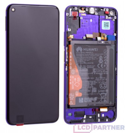 Huawei Nova 5T (YAL-L21) LCD displej + dotyková plocha + rám + malé díly fialová - originál