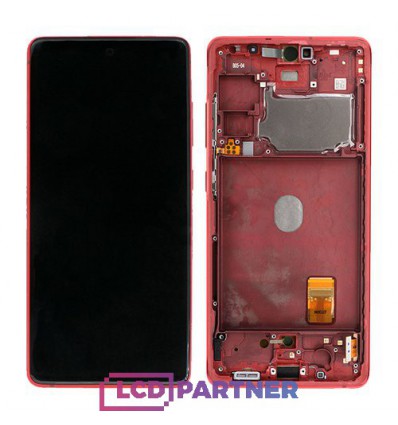 Samsung Galaxy S20 FE SM-G780F LCD displej + dotyková plocha + rám červená - originál