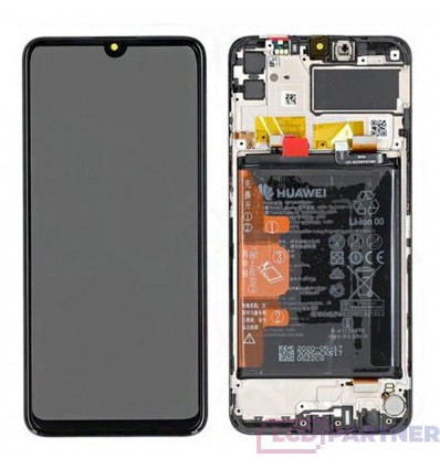 Huawei Y6p (MED-LX9, MED-LX9N) LCD displej + dotyková plocha + rám + malé diely čierna - originál