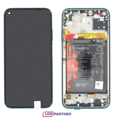 Huawei P40 Lite (JNY-L21A, JNY-L01A, JNY-L21B) LCD displej + dotyková plocha + rám + malé diely zelená - originál