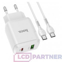 hoco. N5 Dual Port Ladegerät Typ-C auf Typ-C 20W einstellen weiss