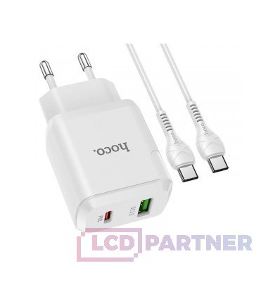 hoco. N5 dual port charger set type-c to type-c 20W white
