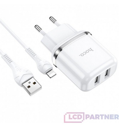 hoco. N4 dual port nabíjecí set s lightning kabelem bílá