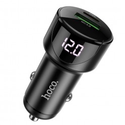 hoco. Z42 dual USB car charger with digital display QC 3.0 20W black