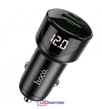 hoco. Z42 Dual USB Autoladegerät mit Digitalanzeige QC 3.0 20W schwarz
