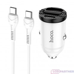 hoco. NZ2 Dual-USB-Ladeset für Autos mit Typ-C-zu-Typ-C-Kabel 30W weiss