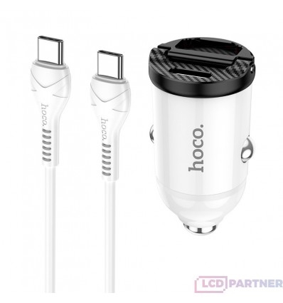 hoco. NZ2 dual USB car charger set type-c to type-c 30W white