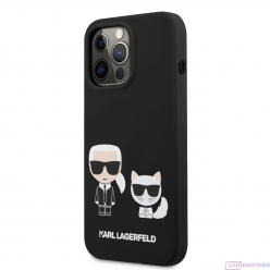 Apple iPhone 13 Pro Max Karl Lagerfeld and Choupette Liquid Silicone puzdro čierna