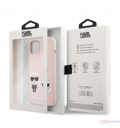 Apple iPhone 13 mini Karl Lagerfeld and Choupette Liquid Silicone pouzdro růžová