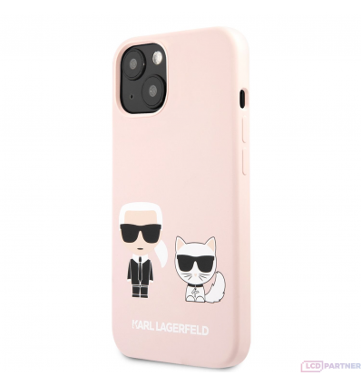 Apple iPhone 13 Karl Lagerfeld and Choupette Liquid Silicone puzdro ružová