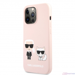 Apple iPhone 13 Pro Karl Lagerfeld and Choupette Liquid Silicone pouzdro růžová