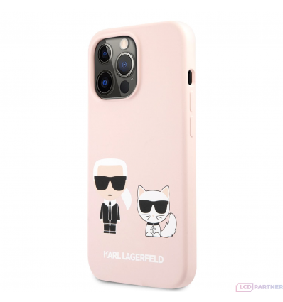 Apple iPhone 13 Pro Karl Lagerfeld and Choupette Liquid Silicone pouzdro růžová