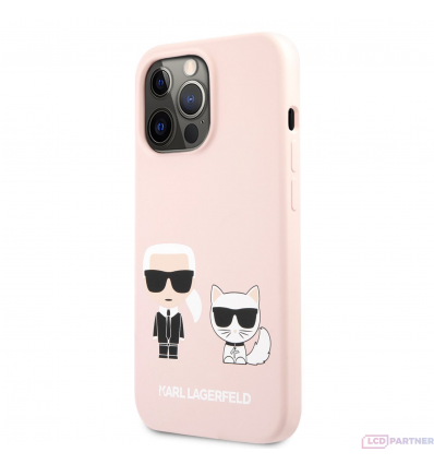 Apple iPhone 13 Pro Karl Lagerfeld and Choupette Liquid Silicone puzdro ružová