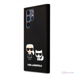 Samsung Galaxy S22 Ultra Karl Lagerfeld and Choupette Liquid Silicone puzdro čierna