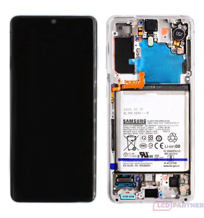 Samsung Galaxy S21 5G (SM-G991B) LCD + touch screen + frame + small parts white - original