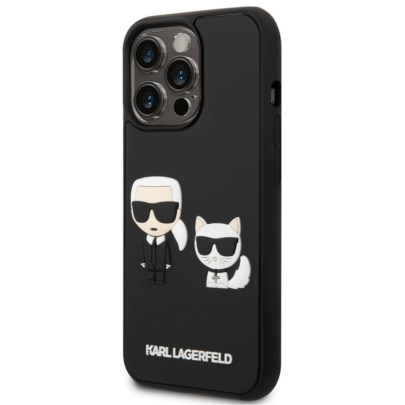 Apple iPhone 14 Pro Max Karl Lagerfeld and Choupette 3D puzdro čierna