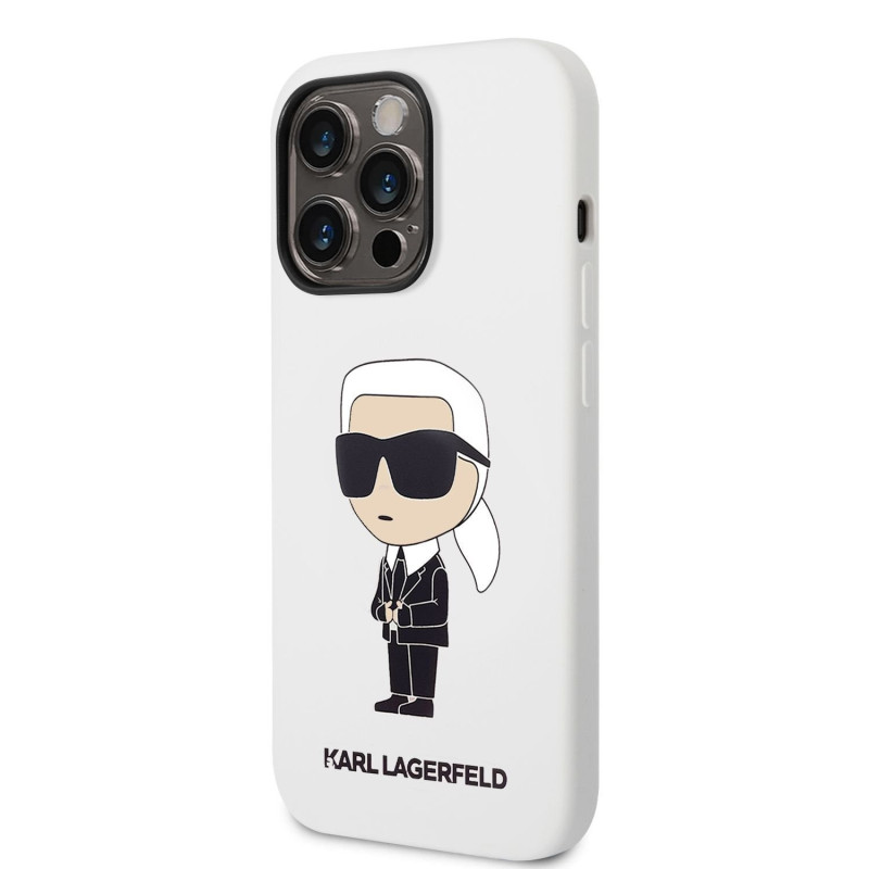 Apple iPhone 14 Pro Max Karl Lagerfeld Liquid Silicone Ikonik NFT puzdro biela
