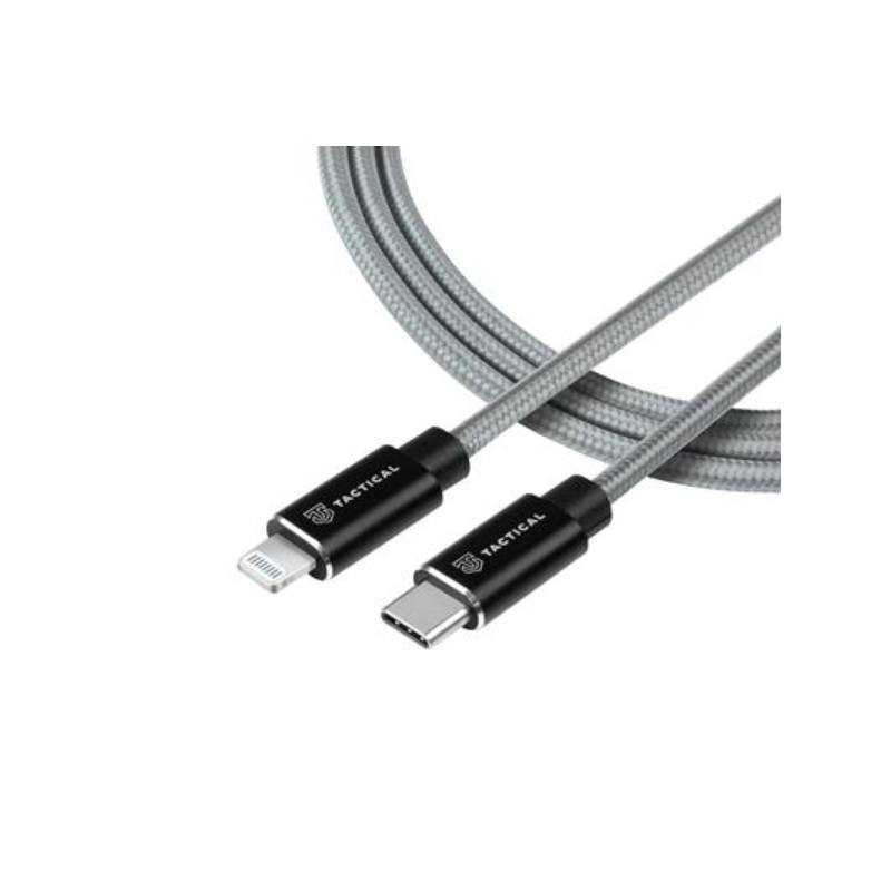 Tactical Fast Rope Aramid Nabíjecí Kabel USB-C to Lightning MFi 1m šedá