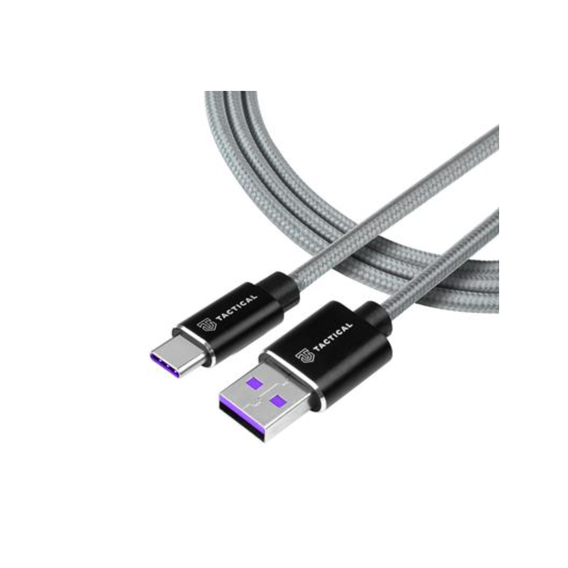 Tactical Fast Rope Aramid Nabíjecí Kabel USB-A to USB-C 1m šedá