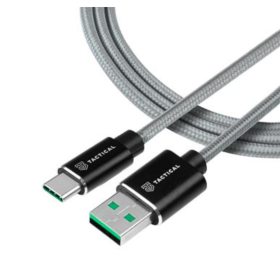 Tactical Fast Rope Aramid Ladekabel USB-A auf USB-C 1m grau