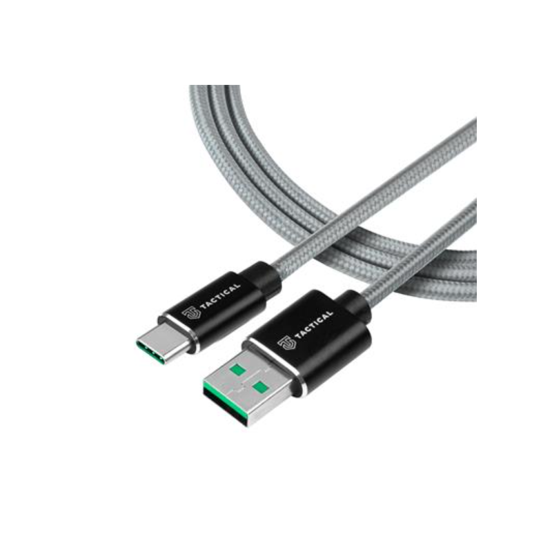 Tactical Fast Rope Aramid Ladekabel USB-A auf USB-C 1m grau