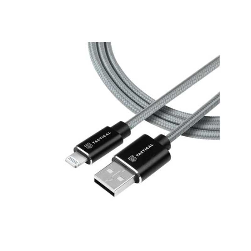 Tactical Fast Rope Aramid Nabíjací Kábel USB-A to Lightning MFi 1m šedá