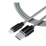 Tactical Fast Rope Aramid Nabíjecí Kabel USB-A to Lightning MFi 1m šedá
