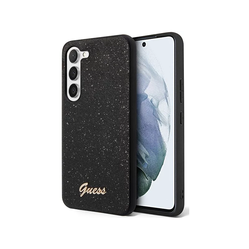 Samsung Galaxy S23 Plus Guess PC/TPU Glitter Flakes Metal Logo-Hülle schwarz