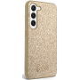 Samsung Galaxy S23 Plus Guess PC/TPU Glitter Flakes fém logós tok arany