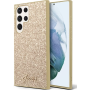 Samsung Galaxy S23 Ultra Guess PC/TPU Glitter Flakes Metal Logo case gold