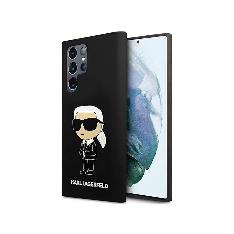 Samsung Galaxy S23 Ultra Karl Lagerfeld Liquid Silicone Ikonik NFT-Hülle schwarz