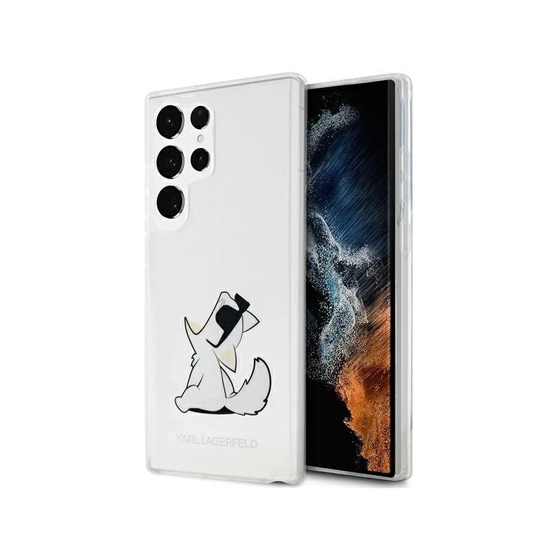 Samsung Galaxy S23 Ultra Karl Lagerfeld PC/TPU Choupette Eat pouzdro průsvitná