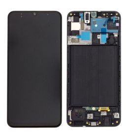 Samsung Galaxy A50 SM-A505FN LCD kijelző + érintő +keret fekete - eredeti