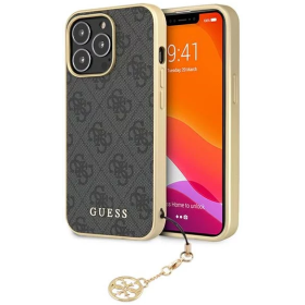 iPhone 13 Pro Max Guess 4G Charms-Hülle grau