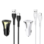 hoco. Z31 USB port with type-c cable car charger QC 3.0 18W black