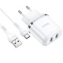 hoco. N4 Dual Port Ladeset mit Typ-C-Kabel weiss