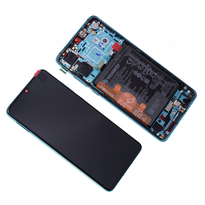 Huawei P30 (ELE-L09, ELE-L29) LCD + touch screen + frame + small parts blue - original