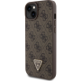 Apple iPhone 15 Plus Guess PU 4G Strass Triangle Metal Logo sleeve braun
