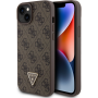 Apple iPhone 15 Plus Guess PU 4G Strass Triangle Metal Logo zadní kryt hnědá