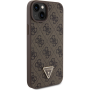 Apple iPhone 15 Plus Guess PU 4G Strass Triangle Metal Logo zadní kryt hnědá
