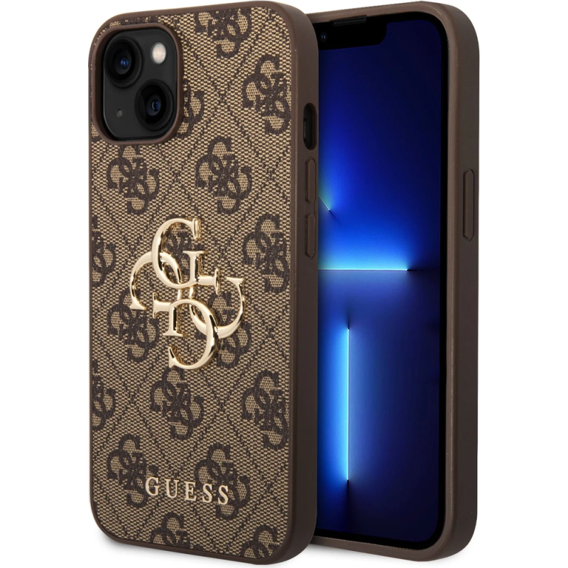 Apple iPhone 15 Guess PU 4G Metal Logo sleeve braun