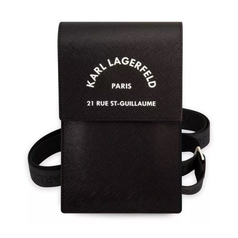 Karl Lagerfeld Saffiano Rue Saint Guillaume Wallet Phone taška černá