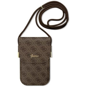 Guess PU 4G Metal Logo Script Phone Bag braun